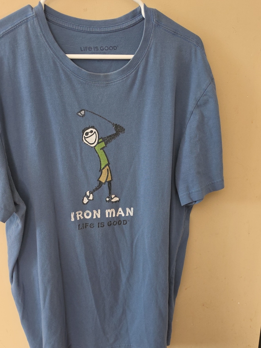 Life Is Good Blue Short-Sleeve 'Iron Man' Golf Graphic Tee